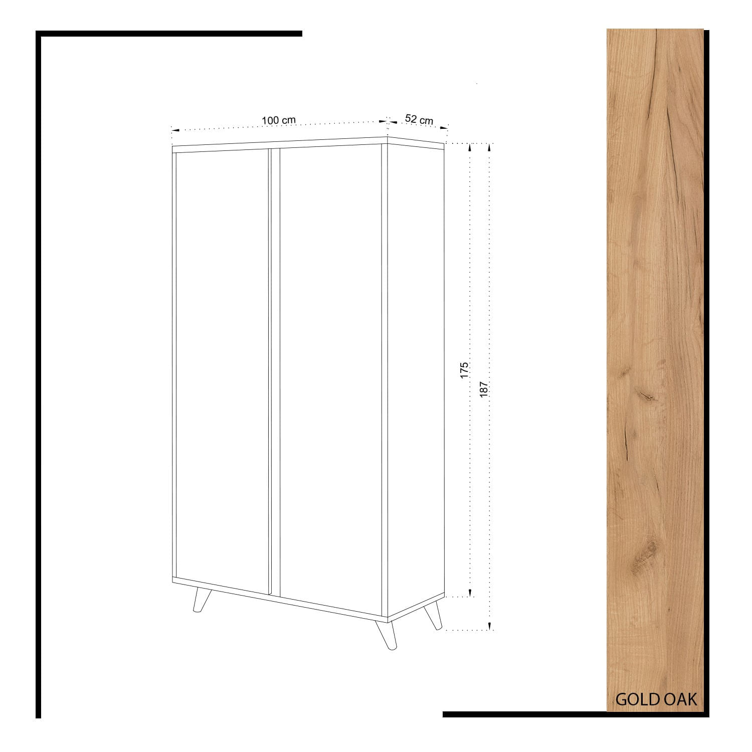 Sifonier, Hanah Home, pal melaminat, stejar si alb, 100x52x187 cm — imaginea 4
