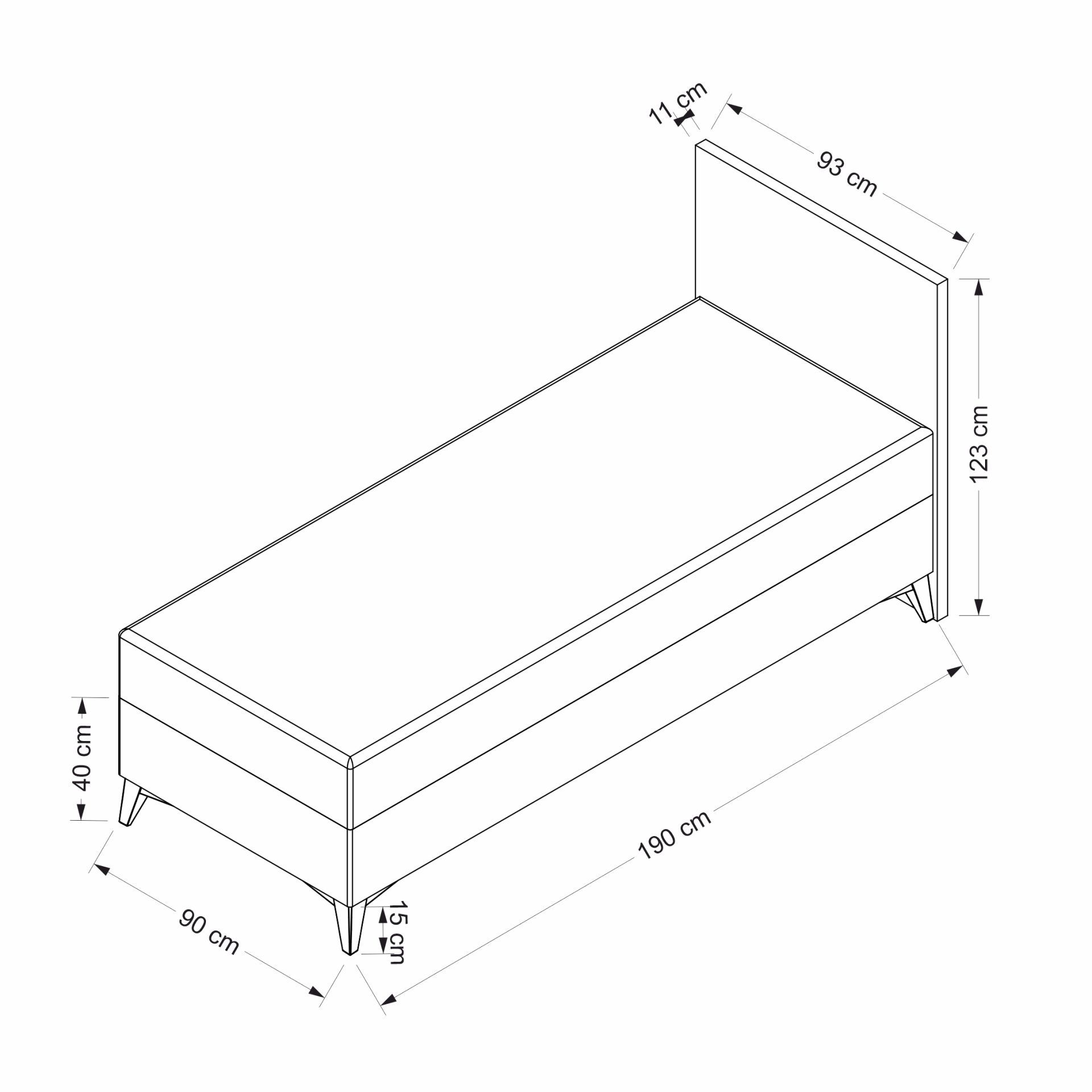 Somiera cu tablie, Hanah Home, pal melaminat, bej, 90x190 cm, 771MND1817 — imaginea 3