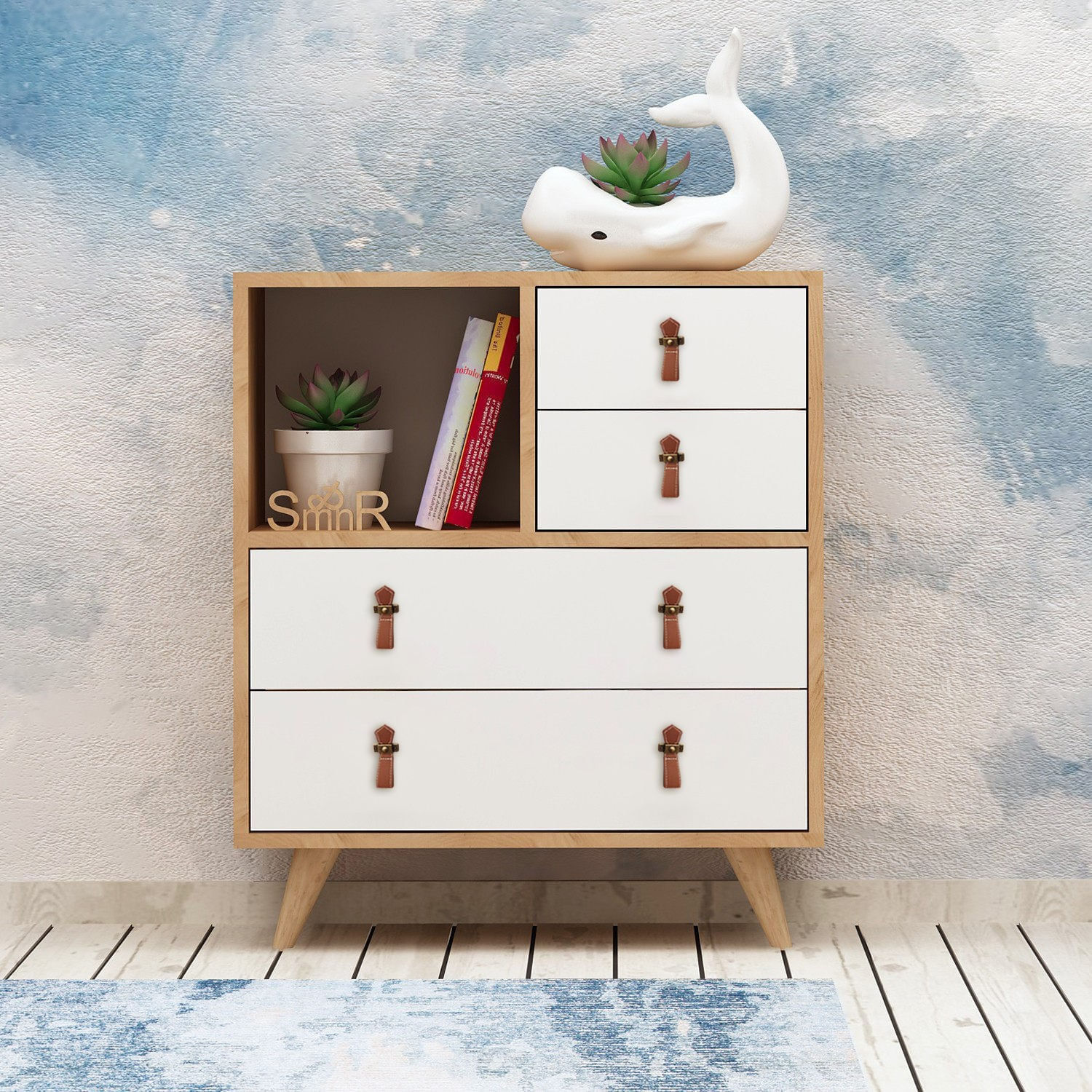 Comoda, Hanah Home, pal melaminat, stejar alb, 70x40x88.6 cm, 811MDD3422 — imaginea 3