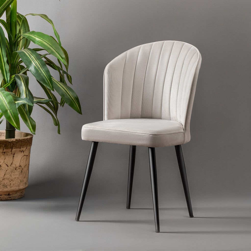 Set scaune, Hanah Home, mdf, crem si negru, 52x42x85 cm, 4 bucati — imaginea 2