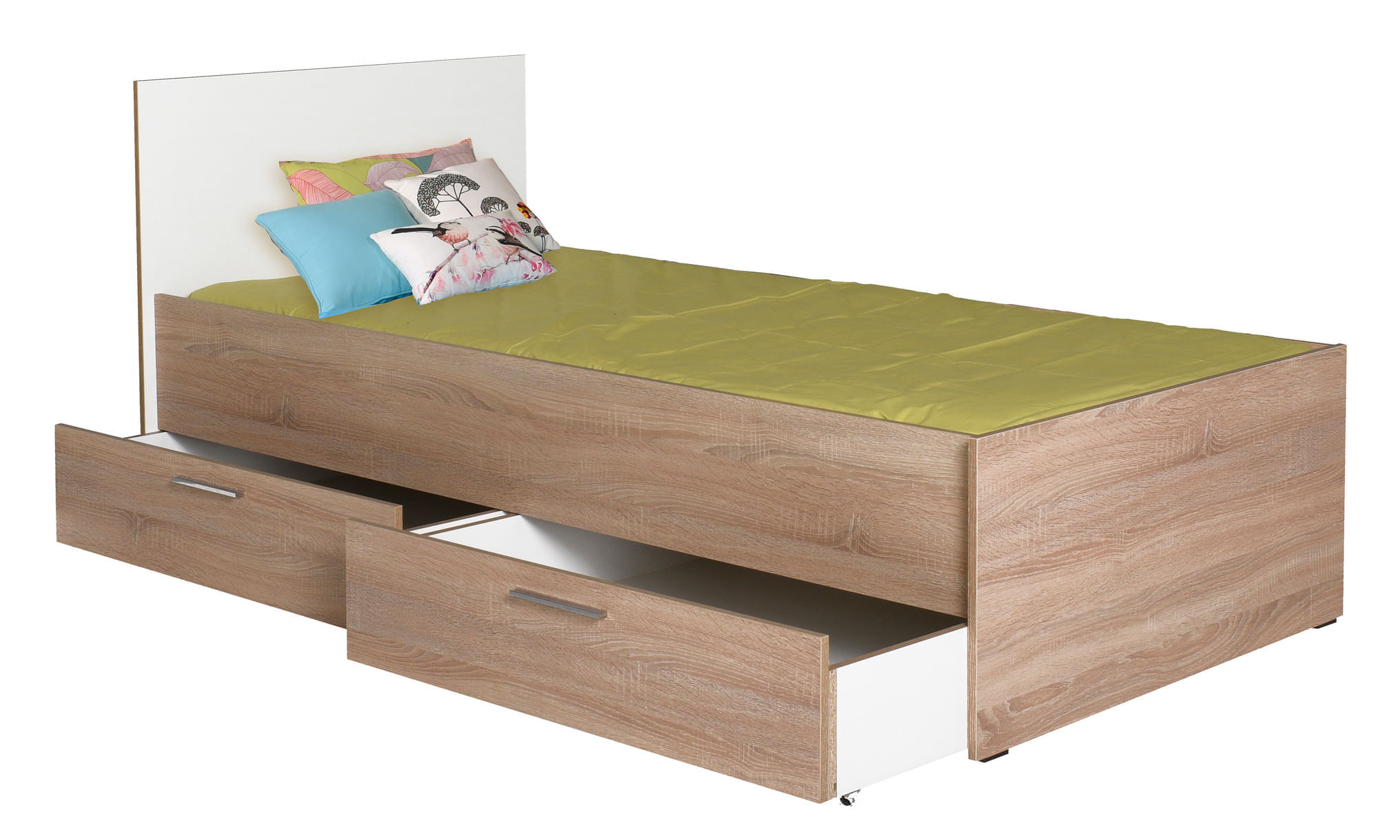 Somiera de o persoana, Hanah Home, pal melaminat, sonoma alb, 100x195x85 cm — imaginea 6