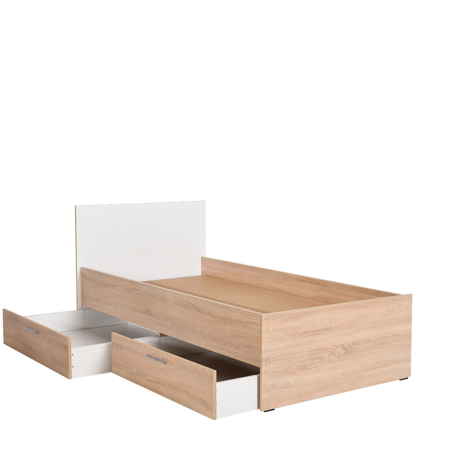 Somiera de o persoana, Hanah Home, pal melaminat, sonoma alb, 100x195x85 cm — imaginea 8