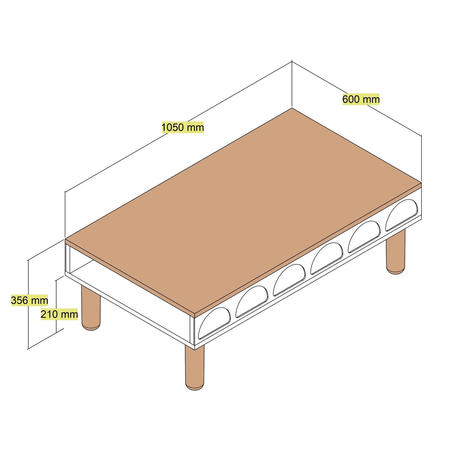 Masuta de cafea, Hanah Home, pal melaminat, crem, 180x60x35.6 cm — imaginea 4