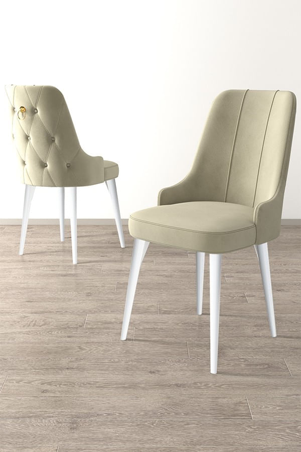 Set scaune, Hanah Home, metal, babyface, crem alb, 46x46x94 cm, 4 bucati — imaginea 2