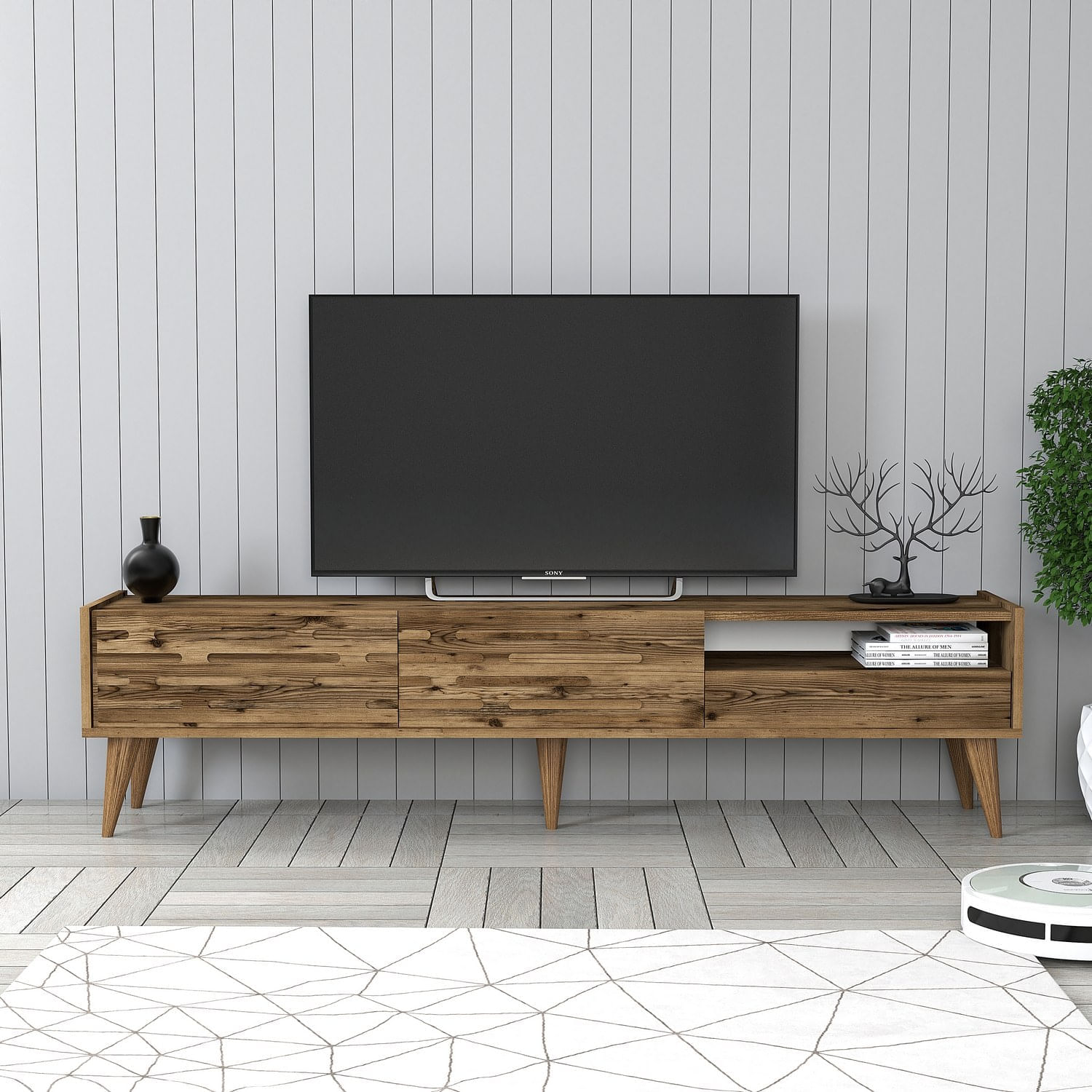 Comoda tv, Hanah Home, pal melaminat, nuc, 180x45x35 cm, 845HCT5352 — imaginea 2