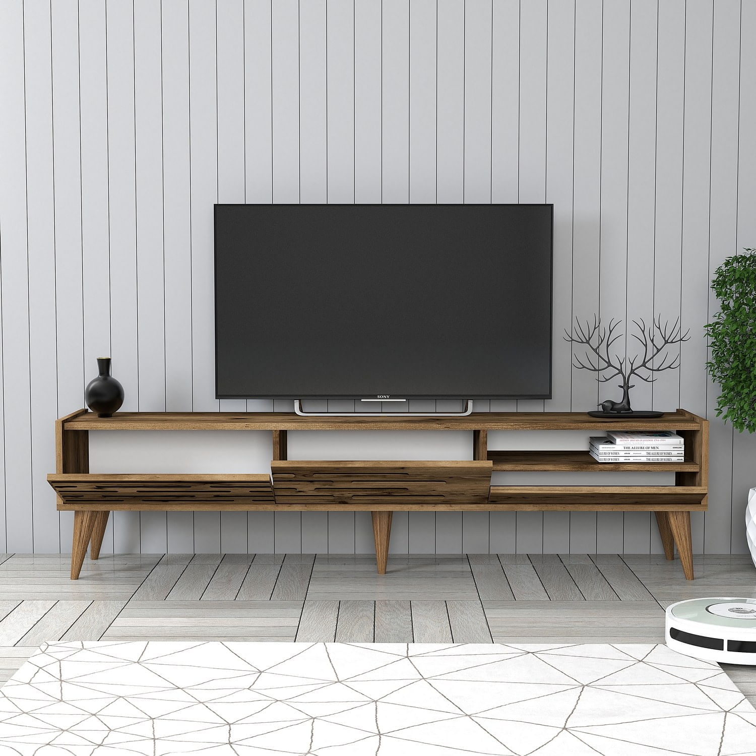 Comoda tv, Hanah Home, pal melaminat, nuc, 180x45x35 cm, 845HCT5352 — imaginea 3