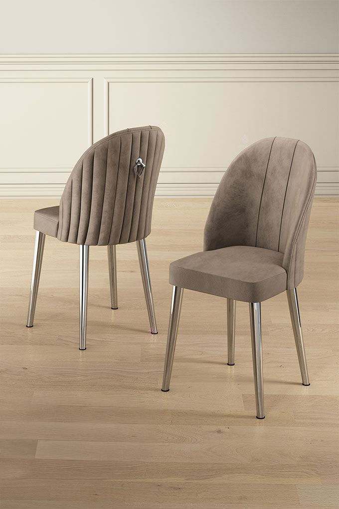 Set scaune, Hanah Home, metal, cappuccino si crom, 45x42x91 cm (4 bucati) — imaginea 2