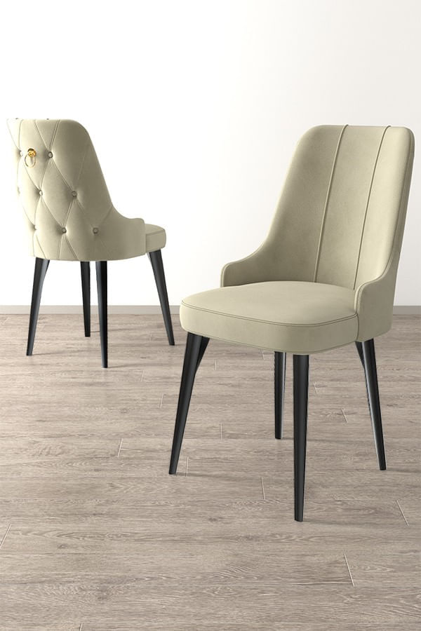 Set scaune, Hanah Home, metal, babyface, crem si negru, 46x46x94 cm — imaginea 2