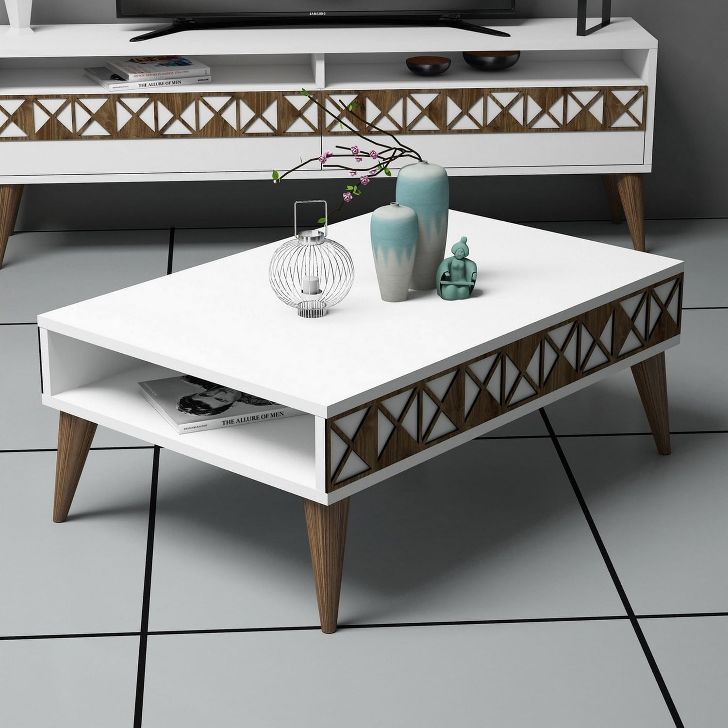 Masuta de cafea, Hanah Home, pal melaminat, alb, 90x60x34.6 cm, 845HCT2868 — imaginea 2
