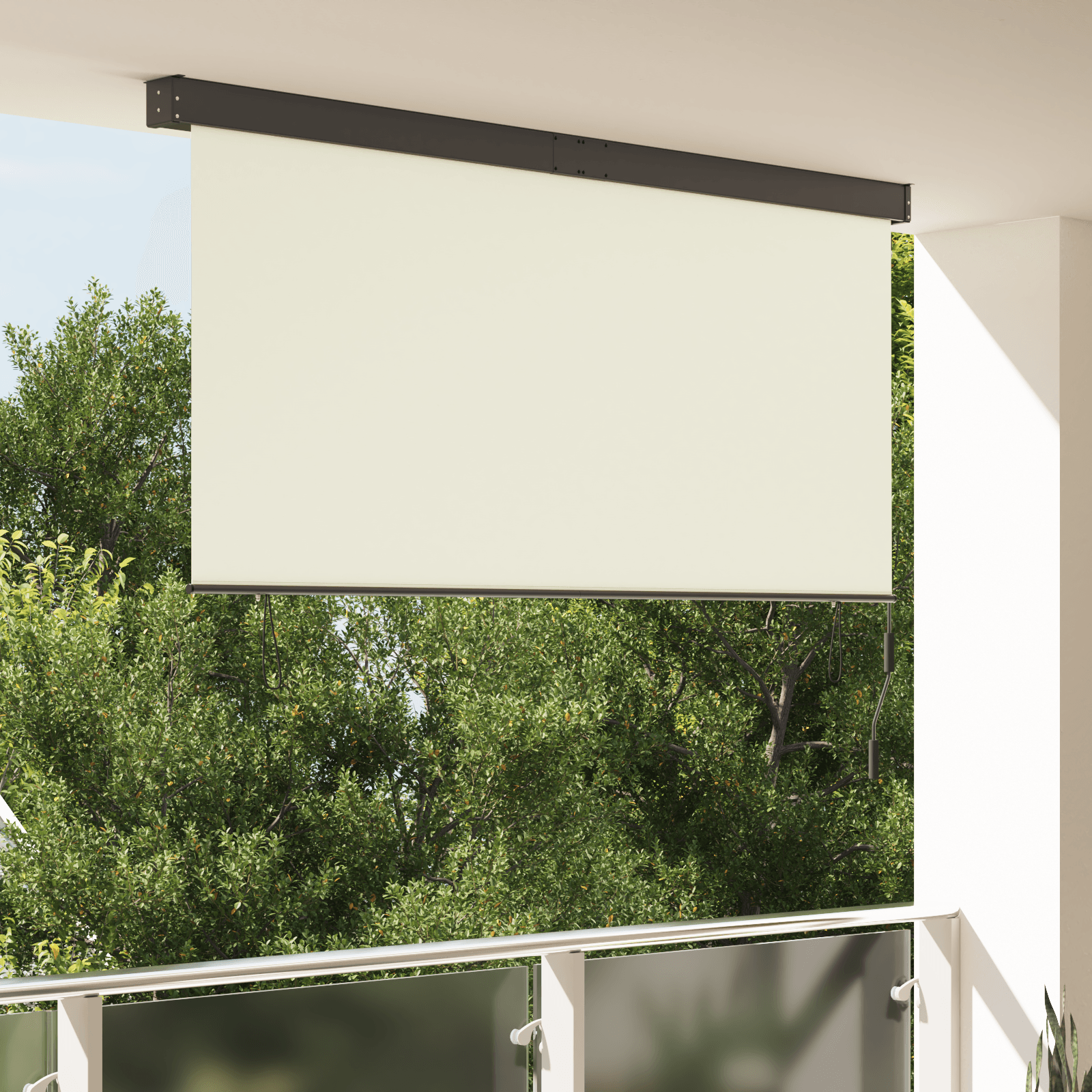 Jaluzea Rulou de Exterior Dungi Manual Ajustabil Crem 200 x 250 cm tesatura