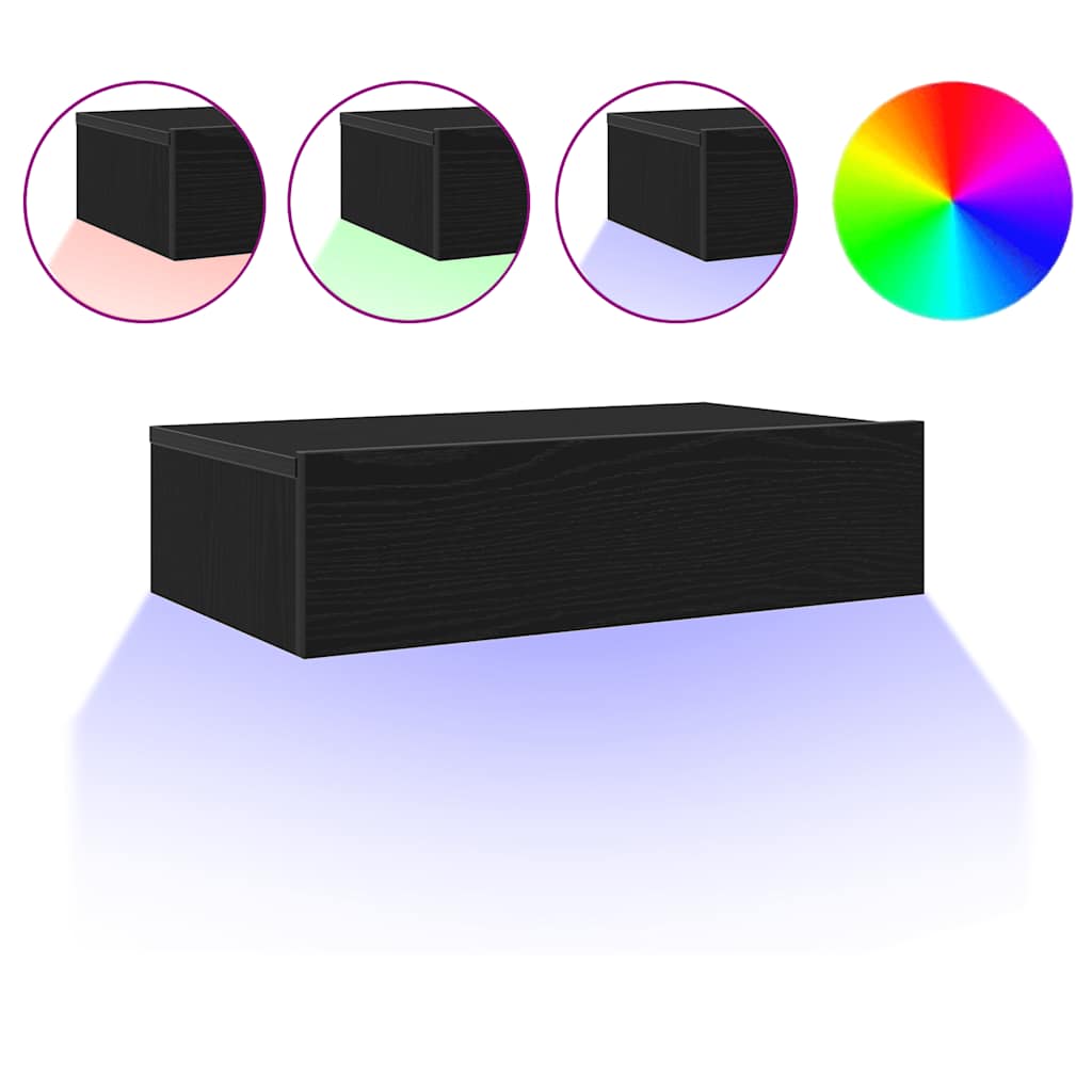 Mobilier TV cu lumini LED, 2 buc., stejar negru, 60x35x15,5 cm