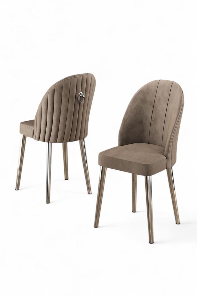 Set scaune, Hanah Home, metal, cappuccino si crom, 44x42x90 cm
