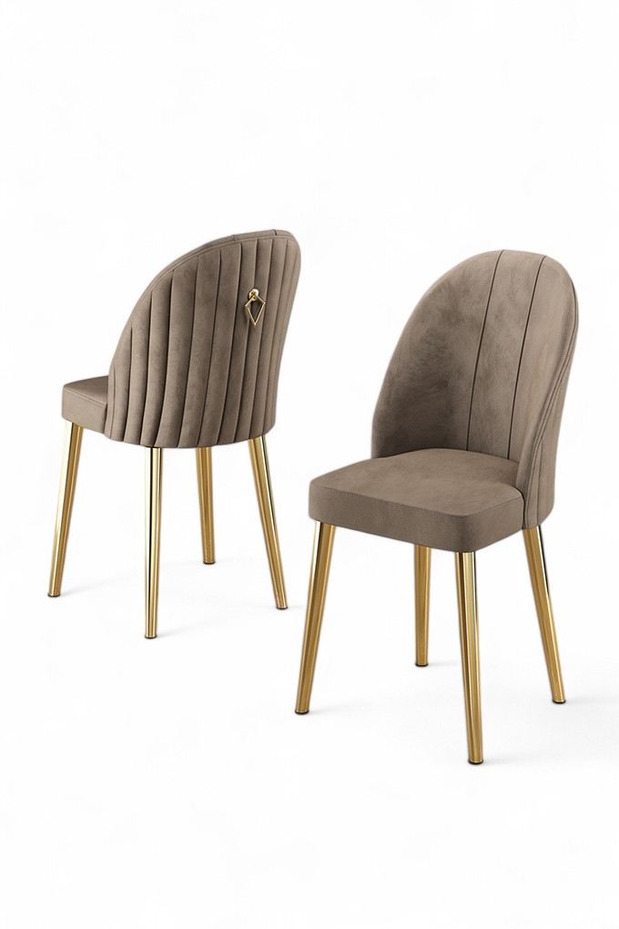 Set scaune, Hanah Home, metal, cappuccino si auriu, 45x42x91 cm, 6 piese