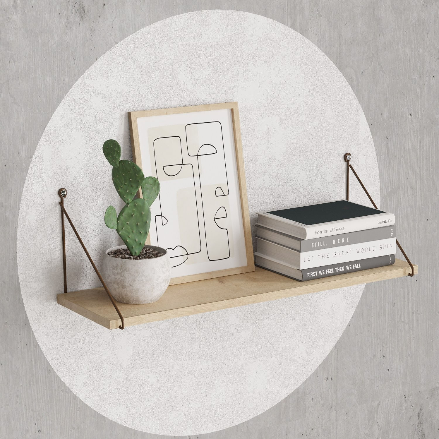 Raft de perete, Hanah Home, pal melaminat, stejar, 72x20x20 cm — imaginea 2