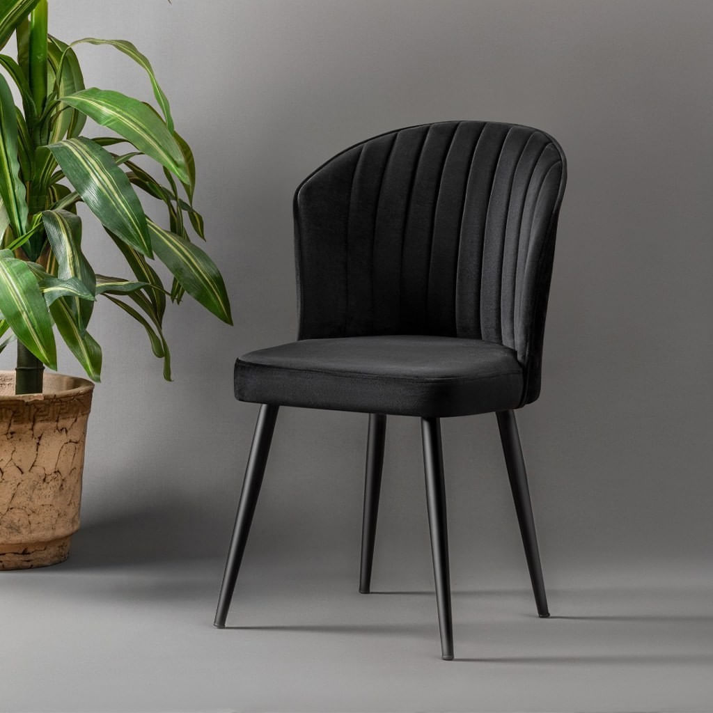Set scaune, Hanah Home, mdf si metal, negru, 52x42x85 cm, 4 bucati — imaginea 2
