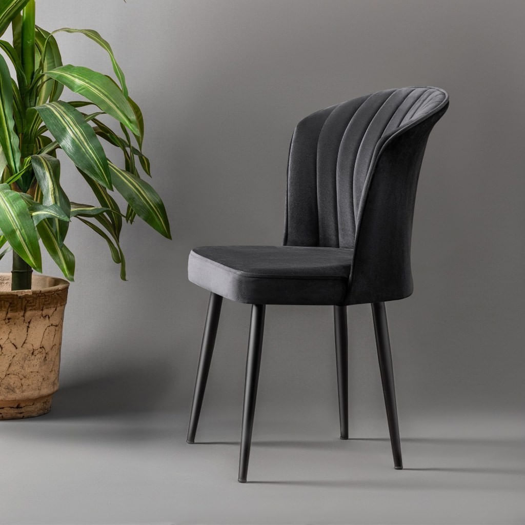 Set scaune, Hanah Home, mdf si metal, negru, 52x42x85 cm, 4 bucati — imaginea 3