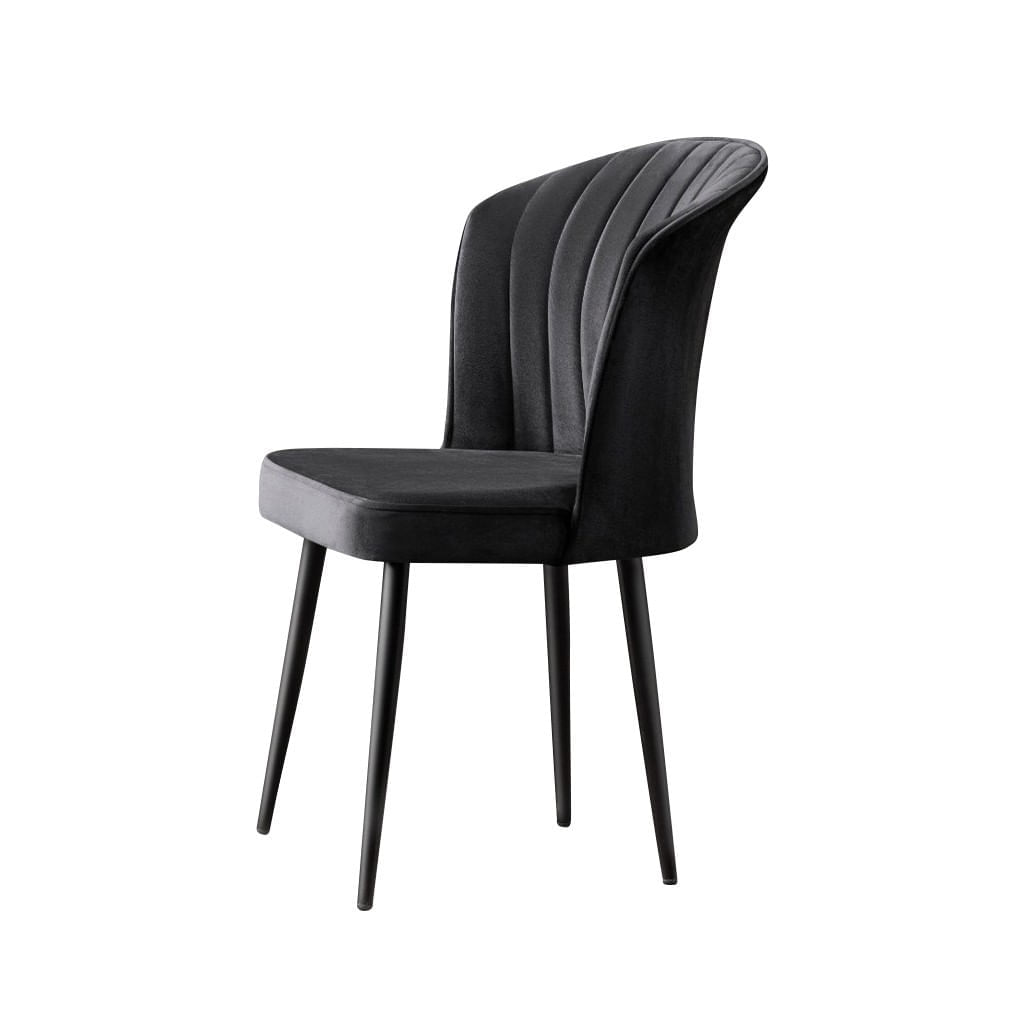 Set scaune, Hanah Home, mdf si metal, negru, 52x42x85 cm, 4 bucati — imaginea 5