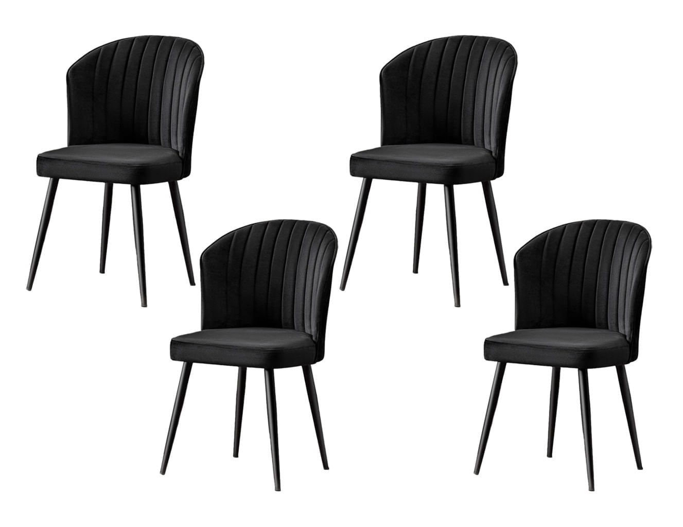 Set scaune, Hanah Home, mdf si metal, negru, 52x42x85 cm, 4 bucati — imaginea 6