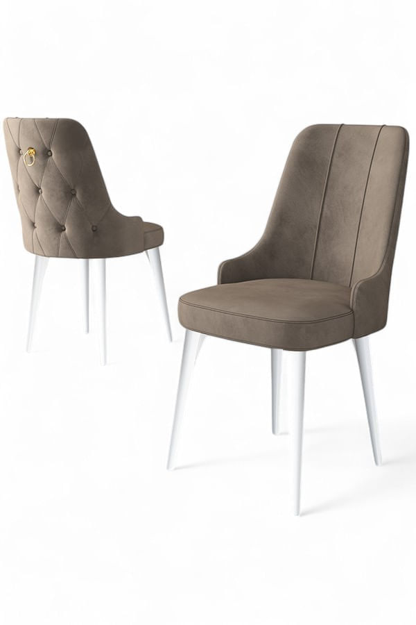 Set scaune, Hanah Home, metal, cappuccino si alb, 46x46x94 cm