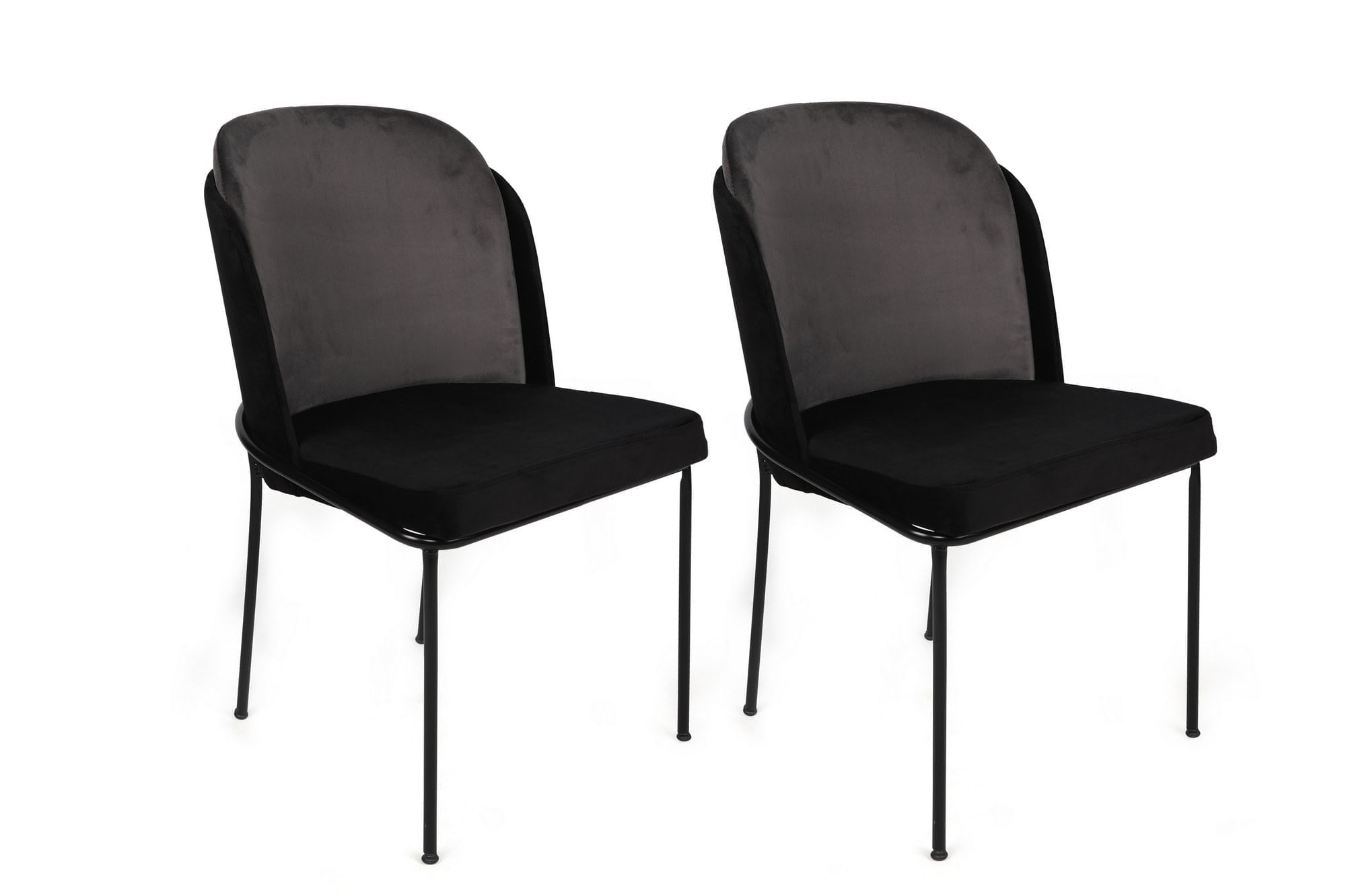 Set scaune, Hanah Home, catifea, gri negru, metal, 54x55x86 cm