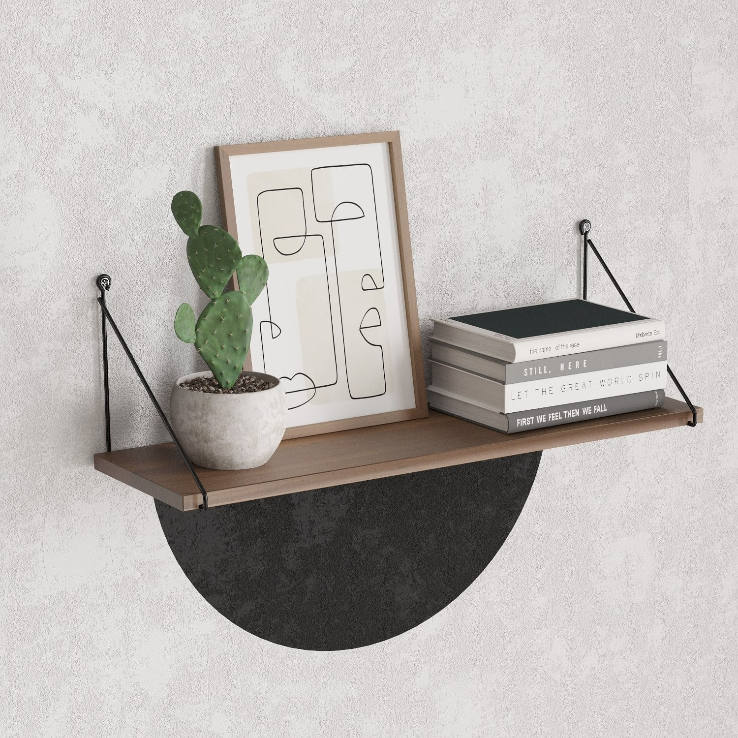 Raft de perete, Hanah Home, pal melaminat, nuc, 72x20x20 cm — imaginea 2