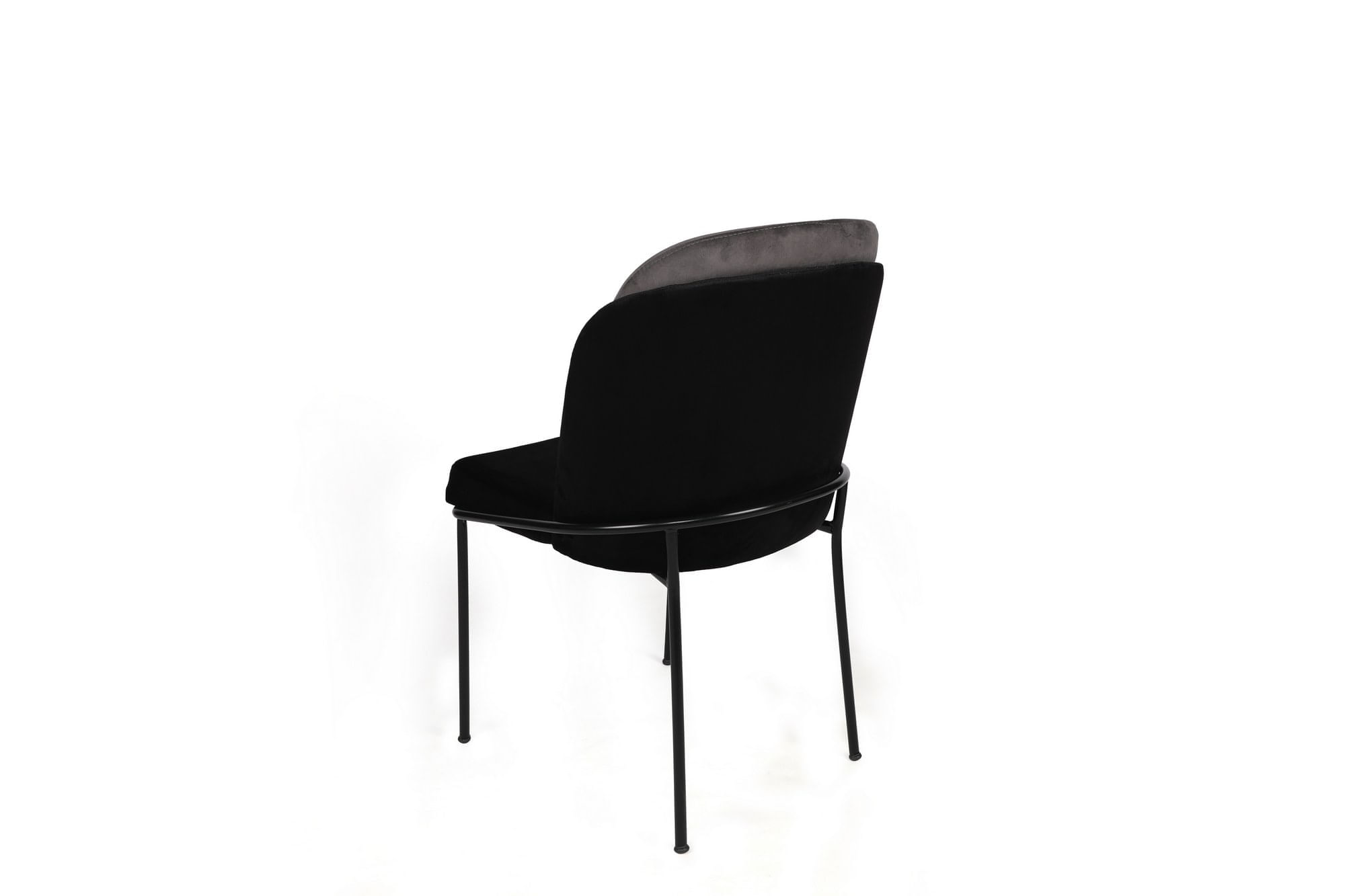 Set scaune, Hanah Home, catifea, gri negru, metal, 54x55x86 cm — imaginea 2