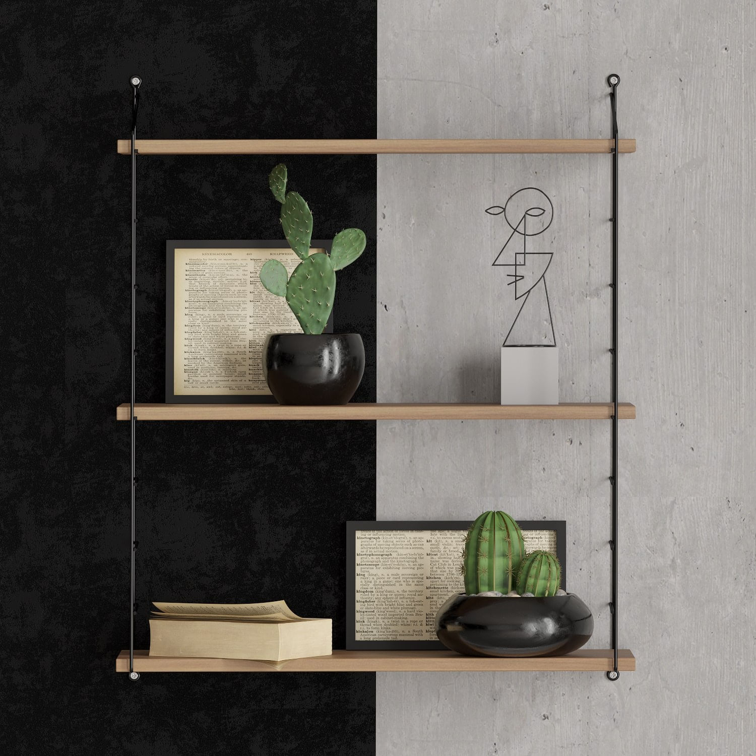 Raft de perete, Hanah Home, pal melaminat, nuc, 72x85x20 cm — imaginea 2