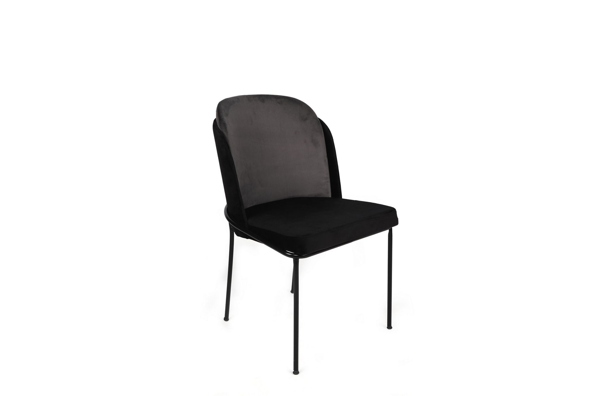 Set scaune, Hanah Home, catifea, gri negru, metal, 54x55x86 cm — imaginea 3