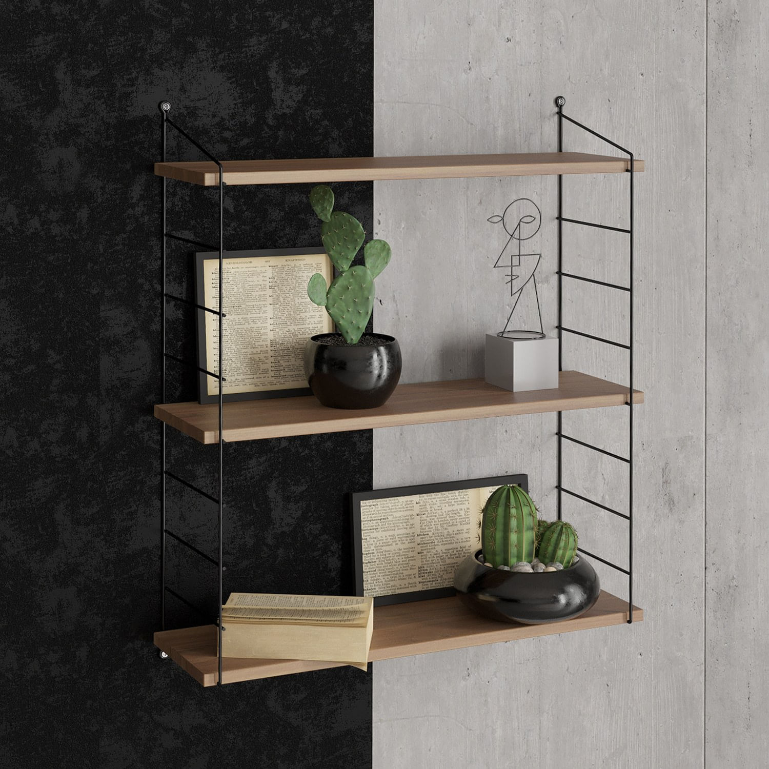 Raft de perete, Hanah Home, pal melaminat, nuc, 72x85x20 cm — imaginea 3