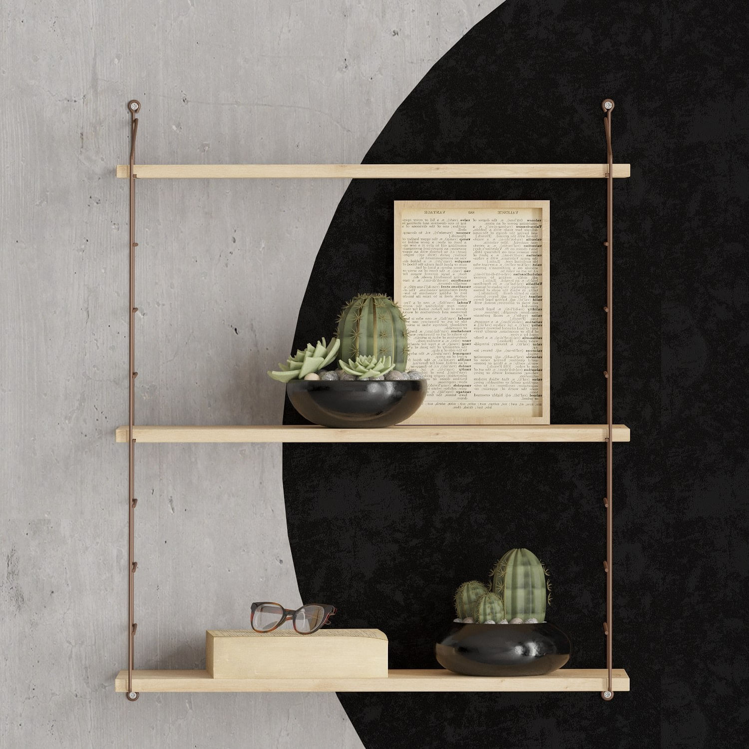 Raft de perete, Hanah Home, pal melaminat, stejar, 72x20x85 cm — imaginea 2