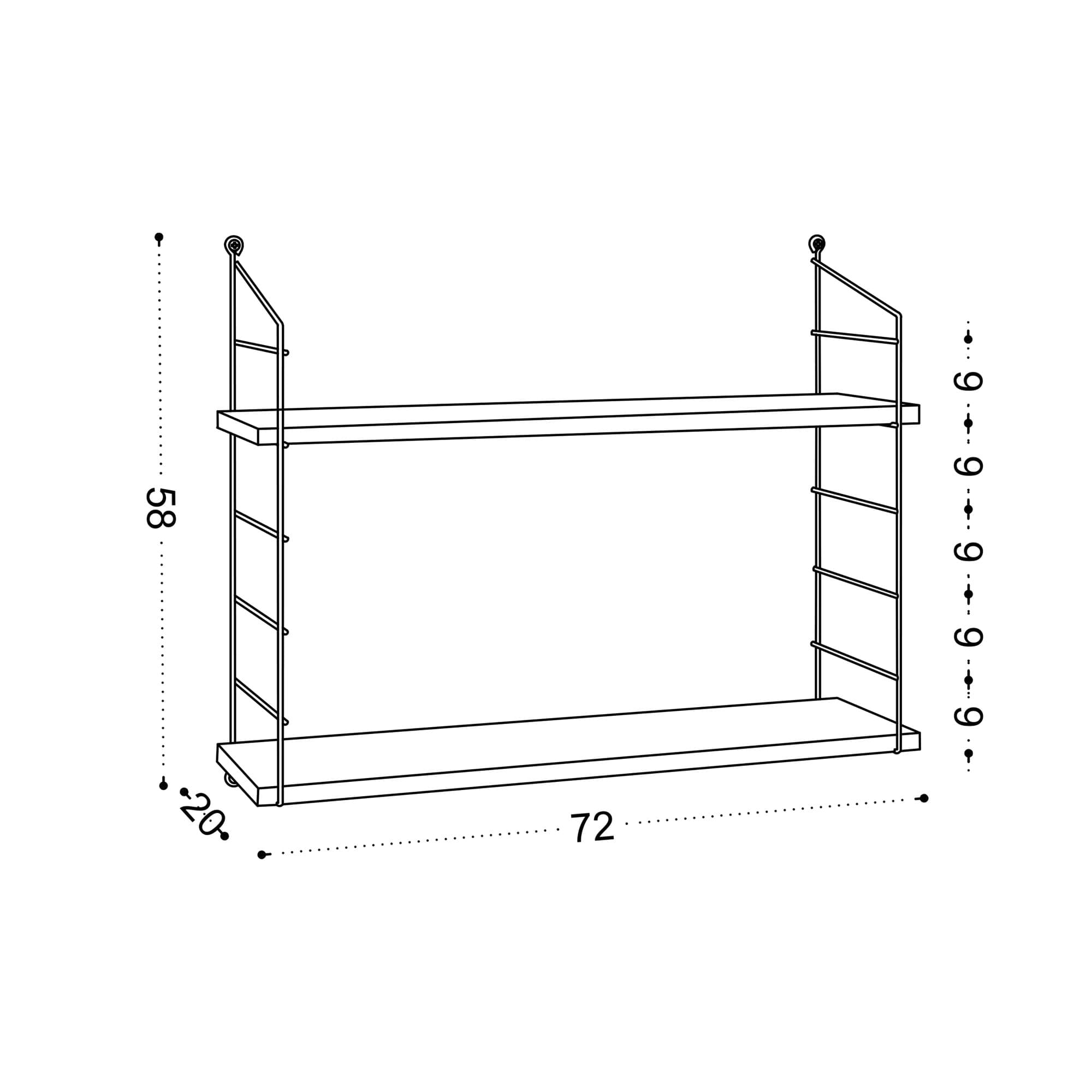 Raft de perete, Hanah Home, pal melaminat, stejar, 72x20x58 cm — imaginea 3