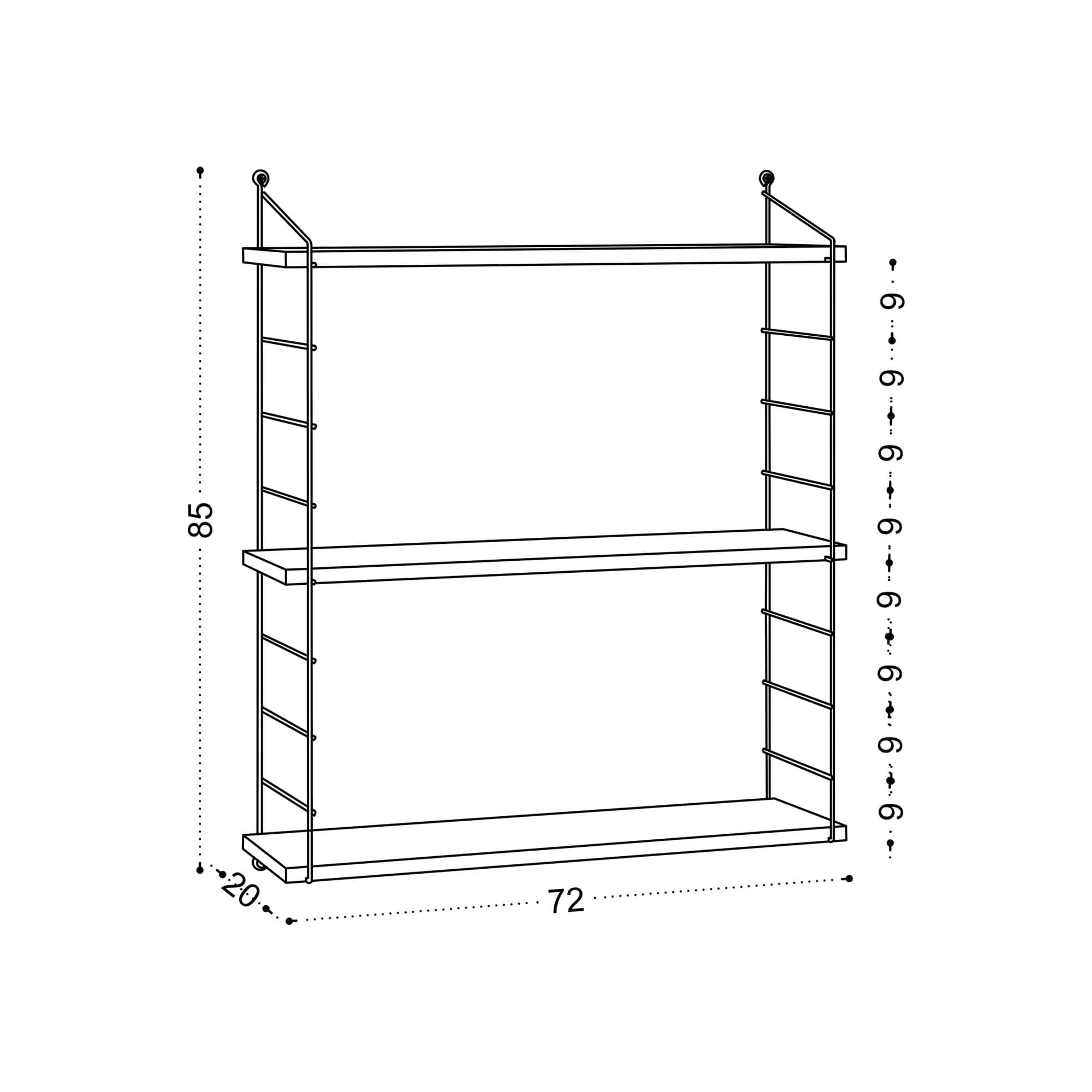 Raft de perete, Hanah Home, pal melaminat, travertin, 72x20x85 cm — imaginea 3