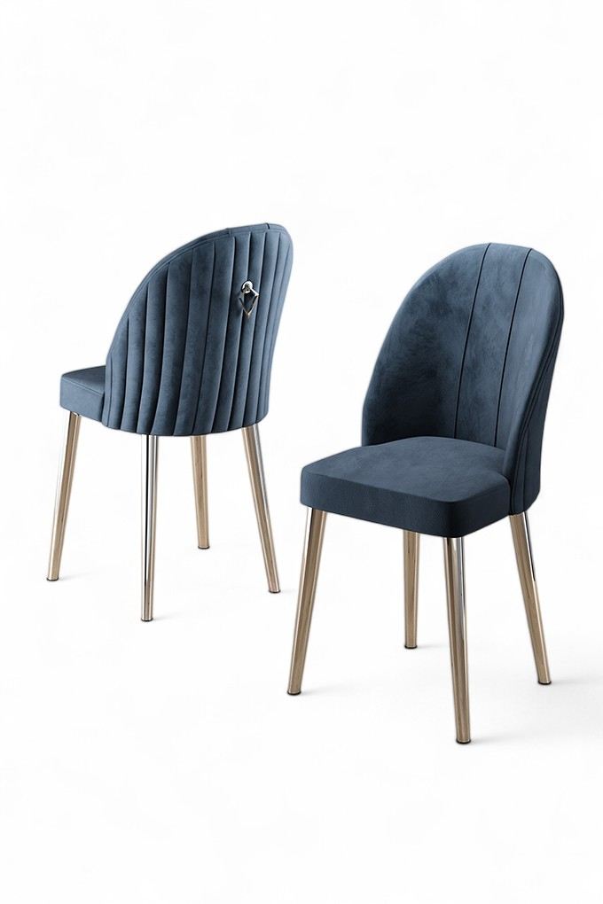 Set scaune, Hanah Home, metal, antracit si crom, 44x42x90 cm