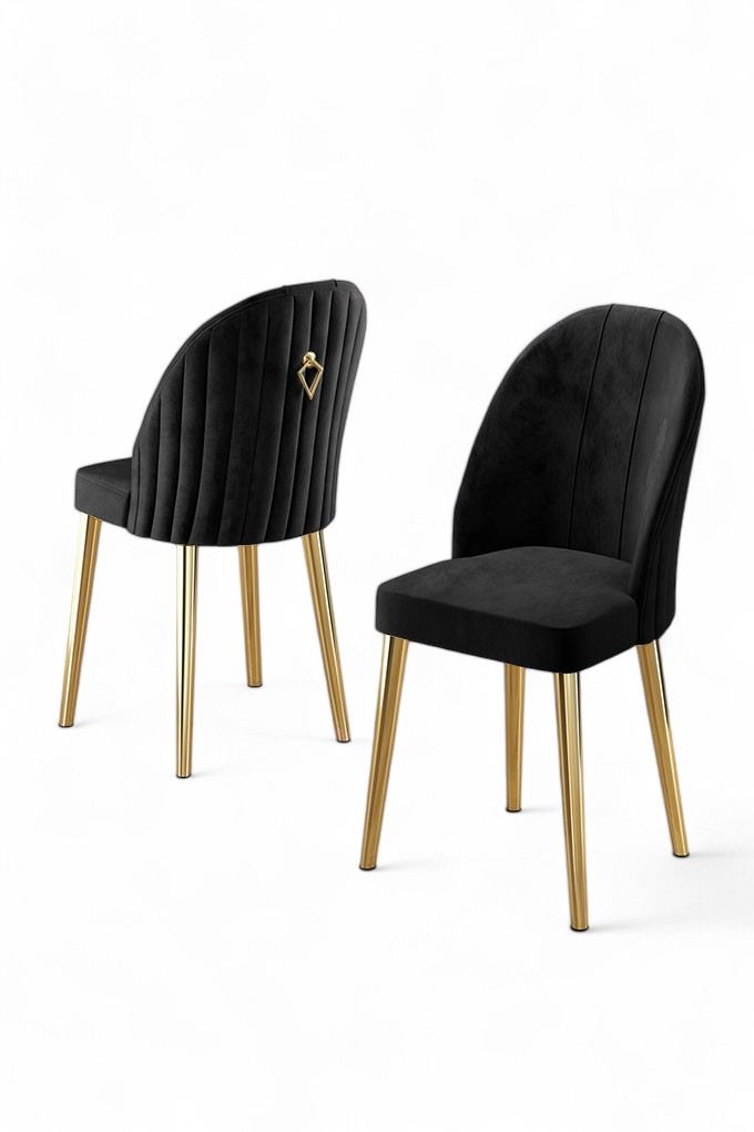 Set scaune, Hanah Home, metal, negru auriu, 45x42x91 cm, 6 piese