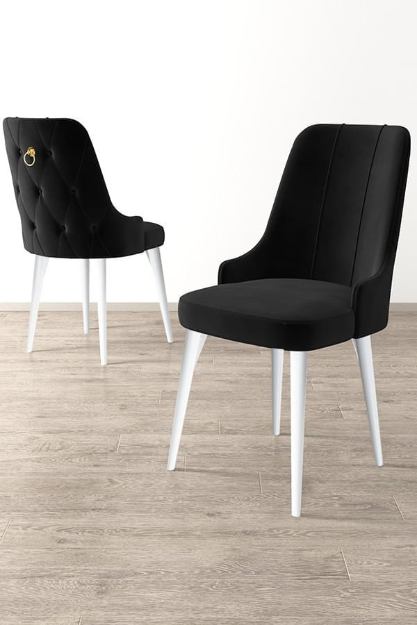Set scaune, Hanah Home, metal, negru alb, 46x46x94 cm — imaginea 2