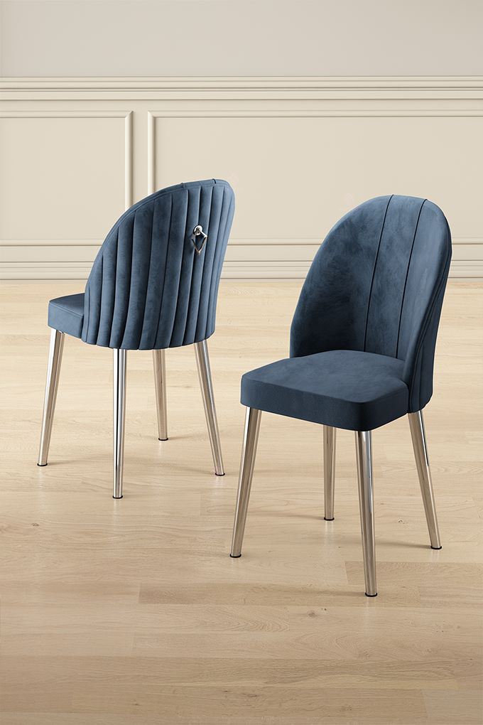 Set scaune, Hanah Home, metal, antracit si crom, 44x42x90 cm — imaginea 2