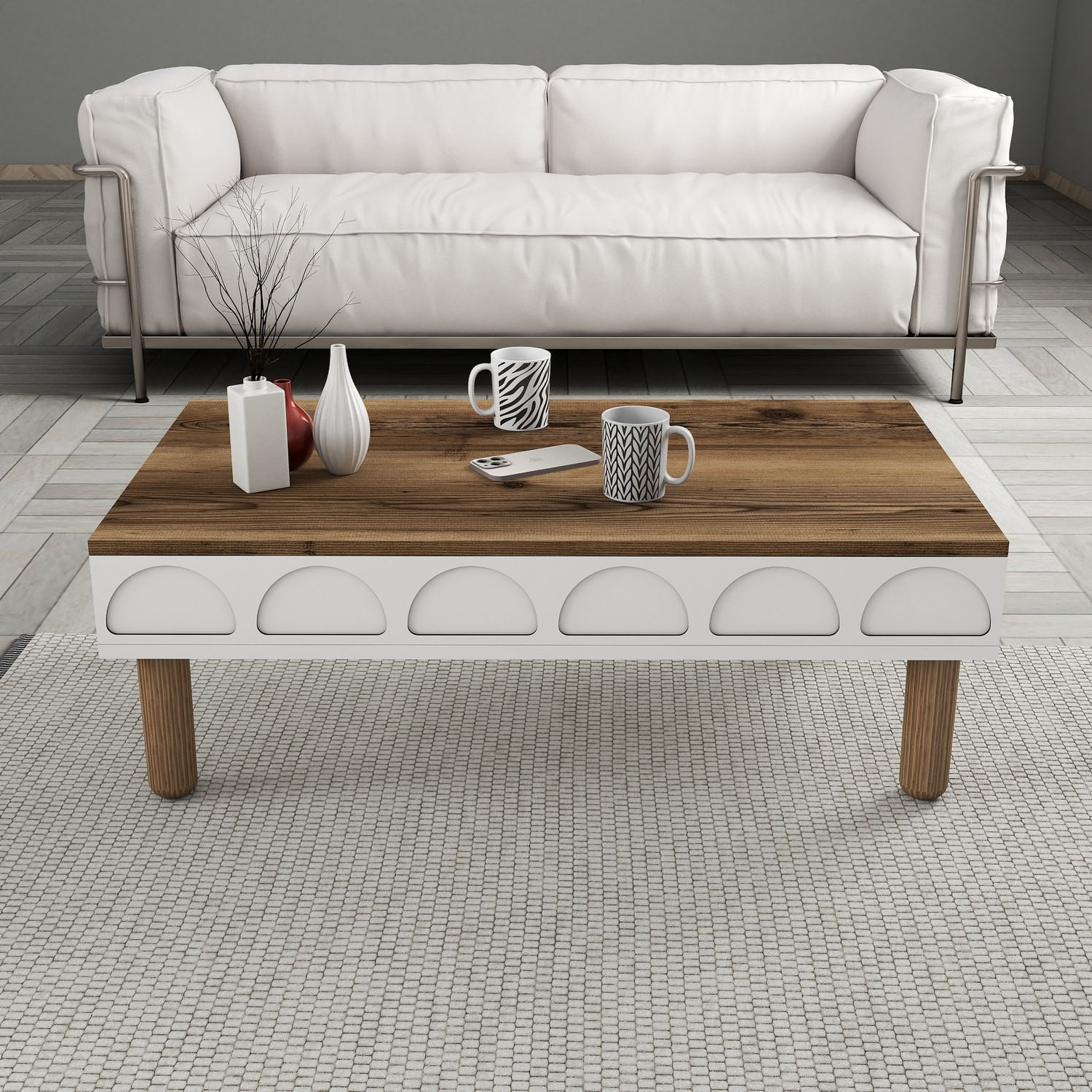 Masuta de cafea, Hanah Home, pal melaminat, alb, 180x35.6x60 cm — imaginea 3
