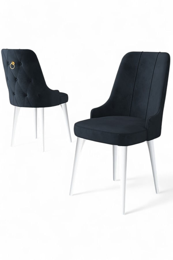 Set scaune, Hanah Home, metal, antracit si alb, 46x46x94 cm, babyface
