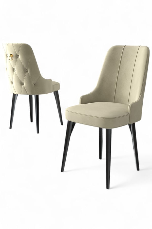 Set scaune, Hanah Home, metal, crem si negru, 46x46x94 cm, babyface