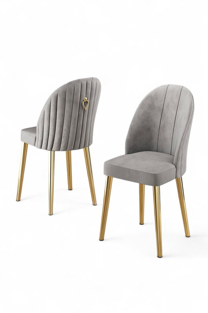 Set scaune, Hanah Home, metal, gri auriu, 45x42x91 cm, 6 piese