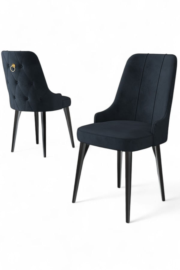 Set scaune, Hanah Home, metal, antracit si negru, 46x46x94 cm