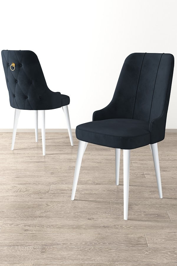 Set scaune, Hanah Home, lemn, antracit si alb, 46x46x94 cm, 6 piese — imaginea 2