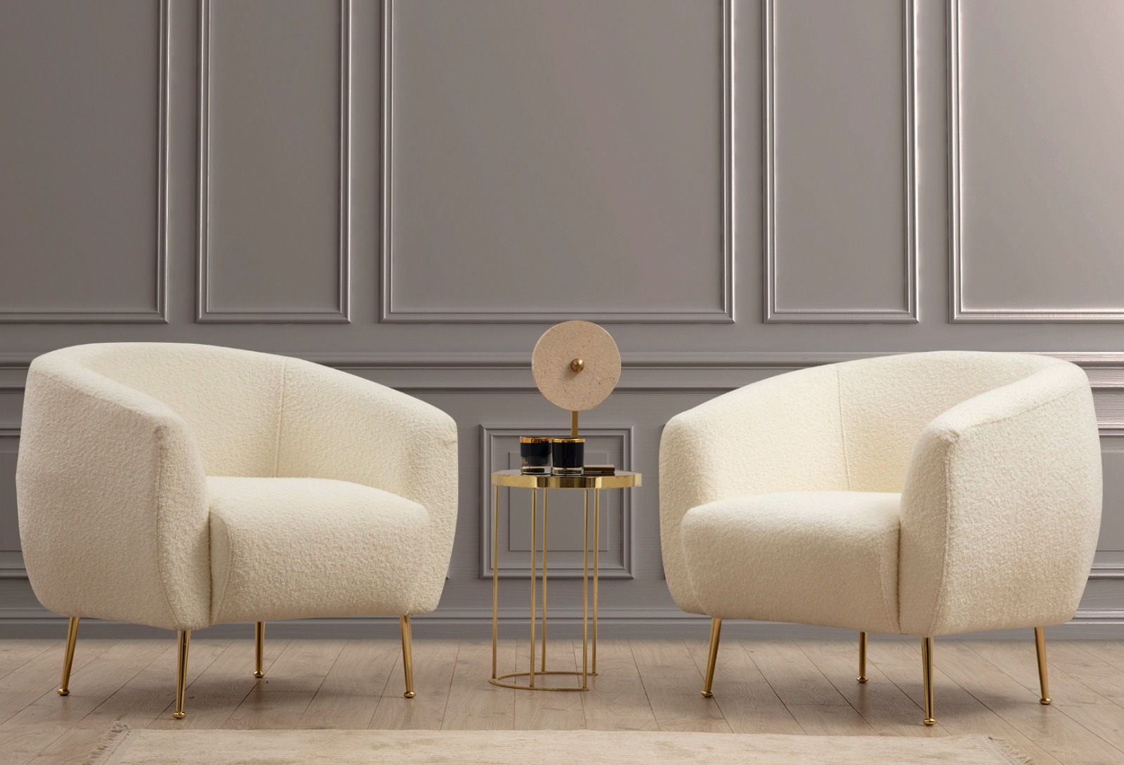 Fotoliu, Hanah Home, poliester, crem, 70x82x80 cm — imaginea 2