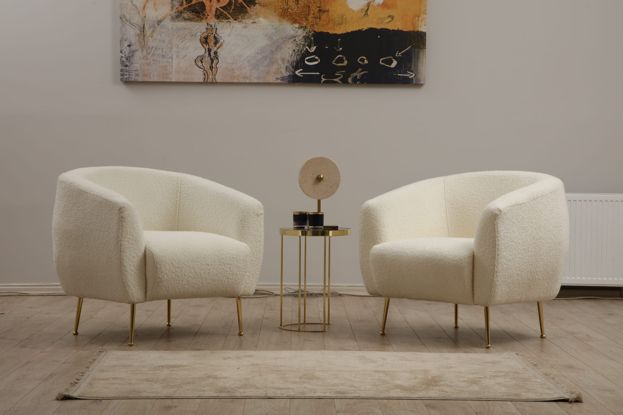 Fotoliu, Hanah Home, poliester, crem, 70x82x80 cm — imaginea 3