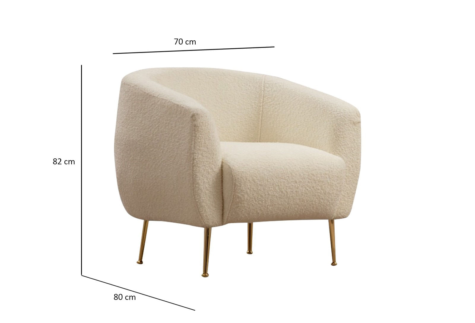 Fotoliu, Hanah Home, poliester, crem, 70x82x80 cm — imaginea 5