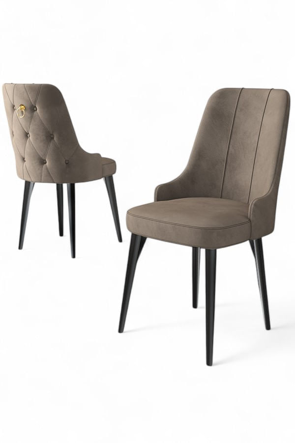 Set scaune, Hanah Home, metal, cappuccino si negru, 46x46x94 cm, babyface, 4 bucati
