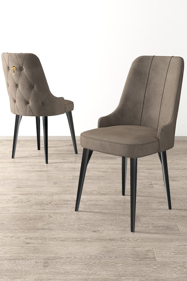 Set scaune, Hanah Home, metal, cappuccino si negru, 46x46x94 cm, babyface, 4 bucati — imaginea 2