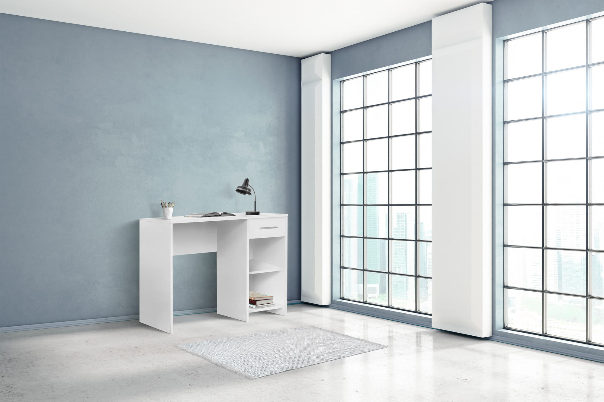Birou, Hanah Home, pal melaminat, alb, 90x52x75 cm — imaginea 2