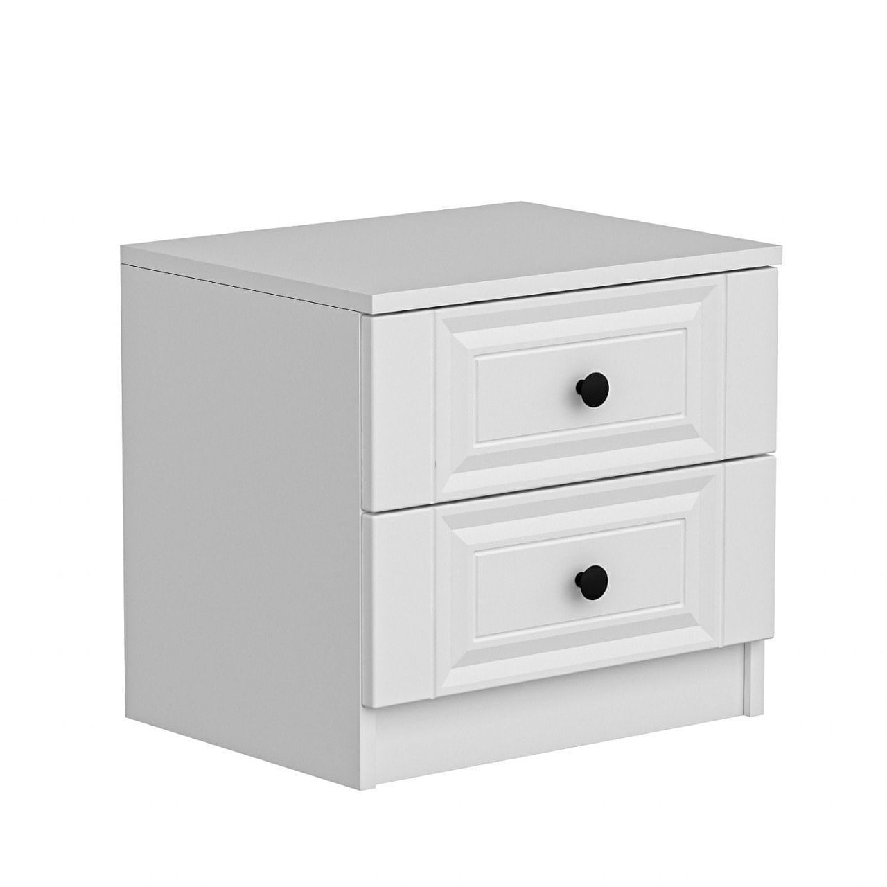 Noptiera, Hanah Home, panou de particule acoperit cu melamina, alb, 54x47x40 cm