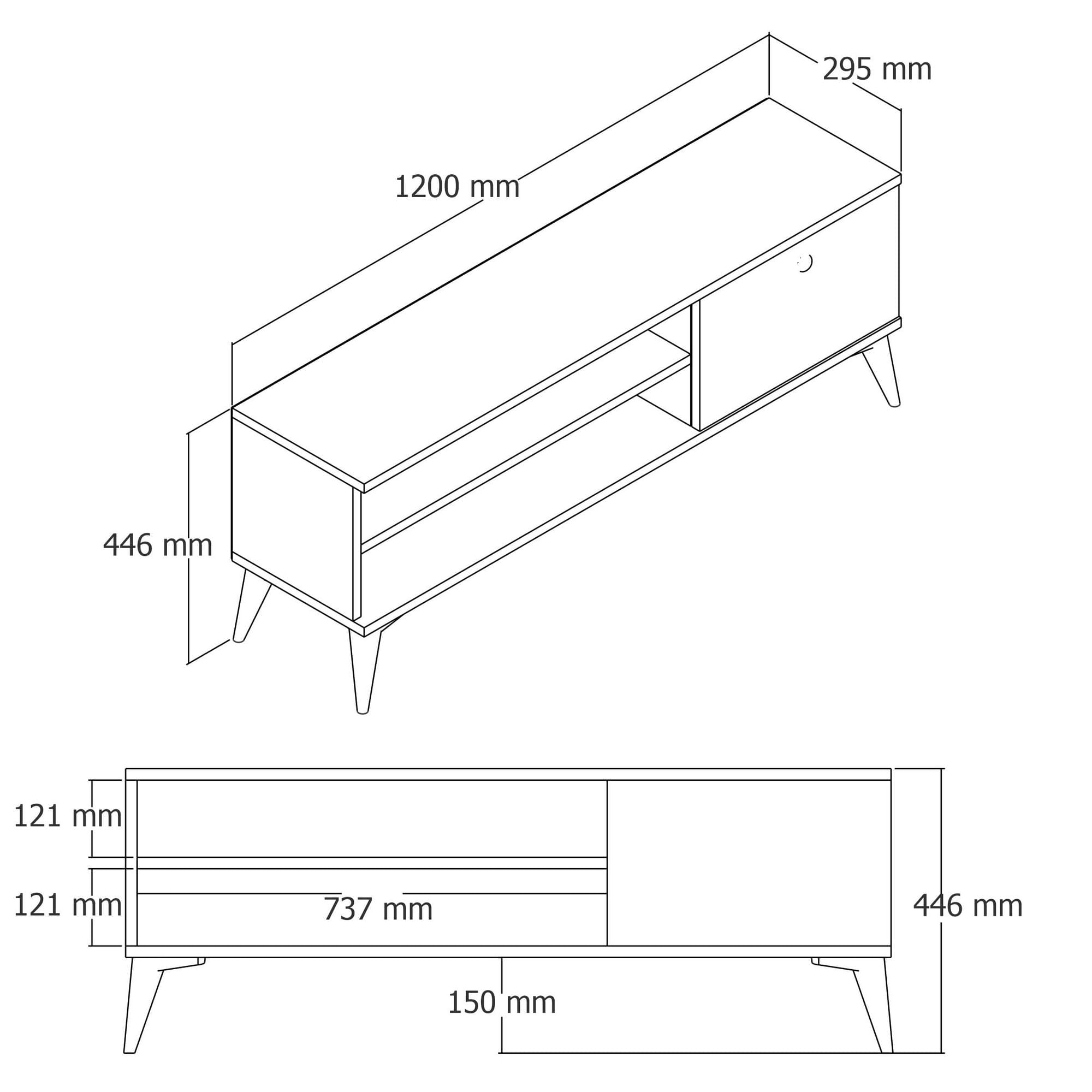Comoda tv, Hanah Home, pal melaminat, alb, 120x44.6x29.5 cm — imaginea 4